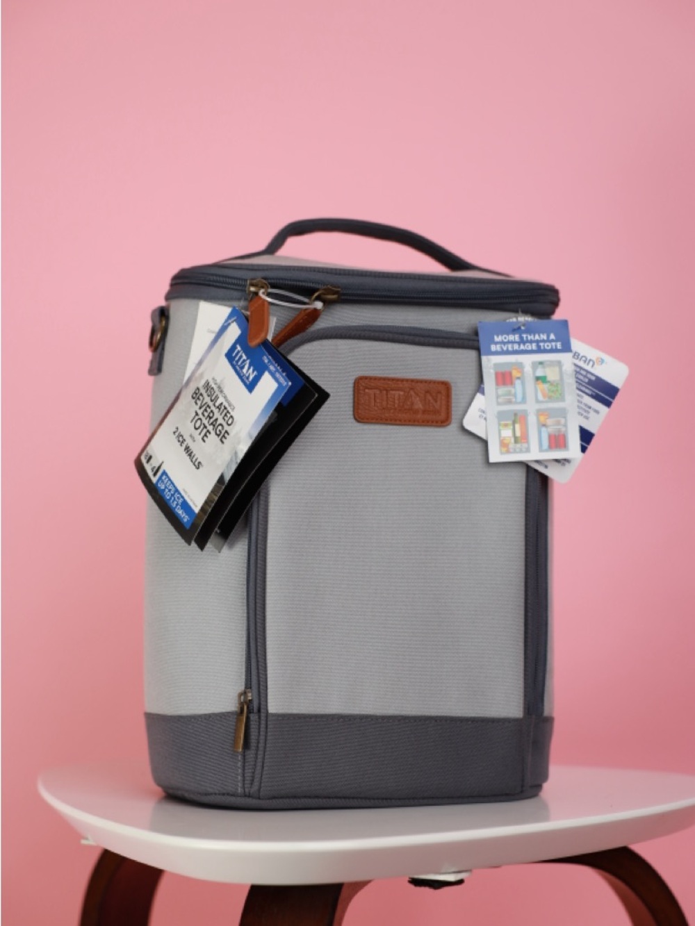 Titan Gray Insulated Beverage Tote with Dark Gray Trim